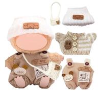 4 Pezzi Vestiti per Bambole, Abbigliamento per Peluche da 17 cm con Zaino con Cappello Maglione per Ragazzi Ragazze Regali (Senza Bambola)