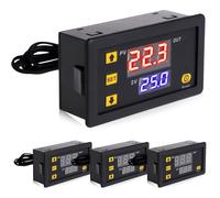 4 pezzi W3230 termostato digitale, DC 12 V 20 A, regolatore di temperatura digitale con display LCD, display digitale, termostato di riscaldamento, regolatore relè con sonda sensore NTC 10K (nero)