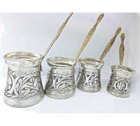 4 pezzi x caffettiera in rame fatta a mano macchina greca turca invecchiata I...