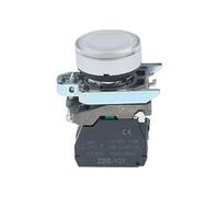 4 pezzi XB4BW34B1C 33B1C pulsante a testa piatta rotonda con interruttore di avvio e arresto normalmente aperto e normalmente chiuso con ripristino automatico(White,24V)