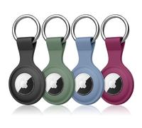 【4 PEZZI】YLK AirTag Portachiavi per Apple Airtag, Custodia per Airtag Apple con Portachiavi, Silicone Cover Protettiva per AirTag per Bagaglio Zaino Bambini Collare Cane (BPack)