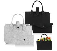 4 PezziBorsa in Feltro: 2 Grandi Borse Shopper e 2 Piccole Borse Spesa, Borsa Pieghevole per Giocattoli, Shopping, Uscite, Stoccaggio