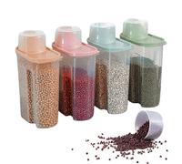 4 Pezzis Contenitore Ermetico Cereali Alimentare, porta cereali da colazione dispenser, Serbatoio Alimenti Secchi, Trasparente Airtight Secco Contenitore Alimenti, Caffè, Farina con Misurino (large)