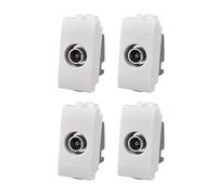 4 Pezzo Connettore Presa TV Passante Maschio, Compatibile con Bticino Living Light, Colore Bianco, Serie MBL, 1 Modulo