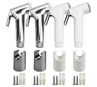 4 Pezzo Plastica Doccetta Per Bidet, Spruzzatore Per Bidet Tenuto In Mano Spruzzatore, Per Wc Portatile Atomizzatore Doccetta Regolabile Per Igiene Personale Doccia Bagno Wc(Argento, Bianco)