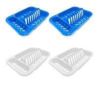 4 Pezzo Scolapiatti Bianco & Blu Cestino per Scolare Plastica Stoviglia