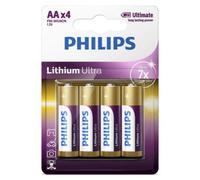 4 Philips Litio Ultra Aa batteries Mignon FR6 1.5V blister 4BL Exp 2032 Nuovo