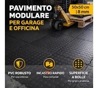4 Piastrelle PVC Autobloccanti Pavimento Garage Officina 50x50 h 8 mm 1 Mq