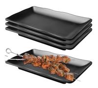 4 piatti da portata rettangolari, 20,6 x 13 cm, piatti da antipasto, piatti da dolce, piatti da dessert neri opachi, per dessert, snack e frutta, piatti per sushi