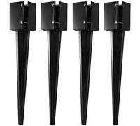 4 picchetti di ancoraggio for pali 4x4 da 24" for impieghi gravosi, in metallo verniciato a polvere nera, facili installare, robusti for recinzioni cassette postali stradali