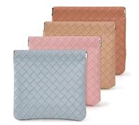 4 piccole trousse per trucchi, in pelle impermeabile, portatile, con chiusura a scatto, organizer per monete, carte, gioielli, rossetti, cosmetici, accessori, piccoli kit da viaggio, Multicolore