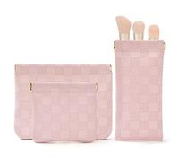 4 piccole trousse per trucchi, in pelle impermeabile, portatile, con chiusura a scatto, organizer per monete, carte, gioielli, rossetti, cosmetici, accessori, piccoli kit da viaggio, Rosa, moderno