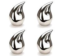 4 piccole urne a goccia, in argento, per ceneri umane, per uomini e donne, mamma, papà, figlio, donne, uomini, piccole urne funerarie, per ceneri con sacchetti di velluto, dimensioni 7,6 cm