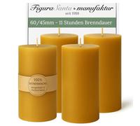 4 piccoli candle in cera d´api. Altezza 6 cm, diametro 4,5 cm. Le candele sono in CERA D'API d'apicoltura 100% biologica e di originale manifattura della foresta nera.