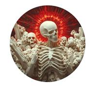 4 piccoli tappetini per mouse da gioco, scheletri che si alzano con sole rosso, base rotonda in gomma, tappetino da scrivania con bordi cuciti, tappetino per mouse per laptop, tastiera PC, tappetino