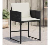 4-Piece Black Poly Rattan Garden Chairs with Cushions, Outdoor Patio Dining Set, Foldable Backrest, Weather-Resistant PE Wicker & Steel Frame, Comfortable Seating for Terrace, Balcony, Max Load 110kg