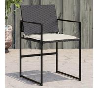 4-Piece Black Poly Rattan Garden Chairs with Cushions, Outdoor Patio Furniture Set, Foldable Backrest, Weather-Resistant PE Wicker & Steel Frame for Terrace, Poolside, Max Load 110kg per Seat