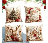 4 Piece Decorative Christmas Cushion Covers Square Sofa Pillow Cases