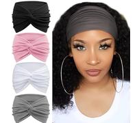 4 Piece Elastic Sport Headbands Reversible Sweatband Breathable Polyester Workout Hair Decoration For Women Girls Yoga Hair Accessories Elastic Headbands