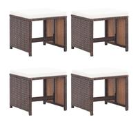4-Piece Outdoor Garden Stool Set with Cushions, Brown PE Rattan & Steel Frame, Patio Furniture for Garden, Terrace, Comfortable Seating, Waterproof & Rustproof, Includes 4 Stools & 4 Cream Cushions