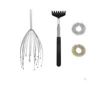 4-piece set, 20 claw scalp massage scraper for relaxing the head+finger pressure ring+itching scratch