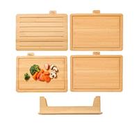 4-Piece Wooden Cutting Board Set - Color-Coded with Juice Groove | Dual-Sid