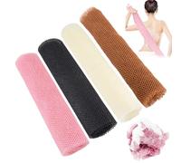 4 Pièces Filet de Douche Africain Éponge Filet Africain Haute Elasticité Ceinture de African Net Sponge Filet éponge Exfoliant en Nylon Multicolore Pour Hommes Femmes à la Maison Voyage