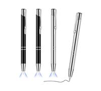 4 Pieces Luminous Tip Pen Ballpoint Pen with LED Light Pen with LED Flashlight Luminous Pen for Writing in the Dark (Black and Silver)