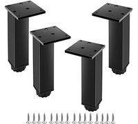 4 Pieces Metal Furniture Legs, Heavy Duty Adjustable Replacement Legs Square Cabinet & Modern Shelf Replacement Legs Set for Table, Couch,Black-20cm(7.9in)