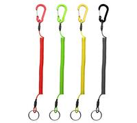 4 Pieces Spiral Spring Keychain with Lobster Clasp Extendable Keychain Fishing Lanyards Safety Lanyard for Boating Kayak Camping and Hunting (Black, Yellow, Green, Red), multi-coloured