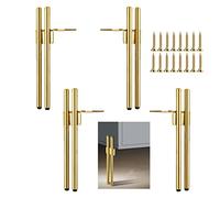 4 Piedini per Mobili in Metallo Dorato, Piedino di Ricambio Moderno per Divano, Elegante e Chic, Piedino per Tavolino da 18 cm, Piedino per Mobile TV, Armadio per Bagno con Viti + Protezione del