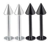 4 piercing a cono labret, in acciaio chirurgico, 1,2 mm, per labbra, monroe, trago, helix, labret, orecchini in acciaio inox, AAGZ - scegli le tue taglie