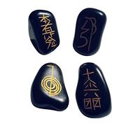 4 pietre di agata nera con simboli Usui Reiki