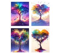 4 Piezas Diamond Painting Niños Árbol De La Vida Diamond Painting Punto de Cruz Paisaje Cuadro Diamantes Manualidades Niña, DIY 5D Rhinestones Bordado Lienzo Decoración del Hogar Regalos 50x70cm z440f
