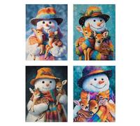4 Piezas Diamond Painting Niños Navidad Diamond Painting Punto de Cruz Muñeco De Nieve Cuadro Diamantes Manualidades Niña, DIY 5D Rhinestones Bordado Lienzo Decoración del Hogar Regalos 35x50cm z214f