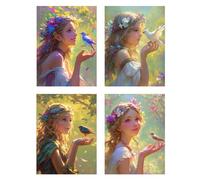 4 Piezas Diamond Painting Niños Pájaro Diamond Painting Punto de Cruz Princesa Cuadro Diamantes Manualidades Niña, Diamantini Crystal Art DIY 5D Rhinestones Bordado Decoración del Hogar 75x90cm z880f