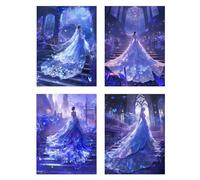 4 Piezas Diamond Painting Niños Princesa Diamond Painting Punto de Cruz Edificio Cuadro Diamantes Manualidades Niña, Diamantini Crystal Art DIY Rhinestones Bordado Decoración del Hogar 55x70cm z829f
