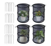 4 Piezas Tienda De Cultivo Antimoscas Con 16 Estacas Para Parterres Elevados | Cubiertas De Malla Para Plantas En Exteriores - Recinto Plegable Esterno |