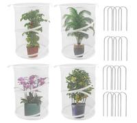 4 Piezas Tienda De Cultivo Antimoscas Con 16 Estacas Para Parterres Elevados | Cubiertas De Malla Para Plantas En Exteriores - Recinto Plegable Esterno |