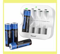 04 batterie al litio stilo AA 1,5 v 3500 mWh ricaricabili + caricabatterie usb