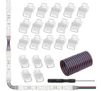 4 pin 8 mm LED Strip connettore kit-15pcs Clear Gapless LED Strip per cablare connettore rapido, 5pcs Gapless LED Strip per decapare whit 16.4FT cavo di estensione per 3528 5050RGB luci adaptat