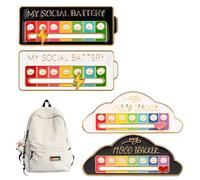 4 pin per batteria sociale, My Social Battery Pin, spilla divertente per 7 giorni, accessorio alla moda, per zaini, giacche e cappelli (bianco + nero)