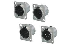 4 pin XLR maschio presa in metallo montaggio a pannello chassis microfono jack audio tipo D connettore adattatore, confezione da 4