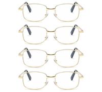 4 Pk Uomo Donna Montatura Metallo Lenti Trasparenti Lettura Occhiali Moda Epoca