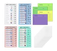 4 planner settimanali per bambini, con 200 note adesive, 10 biglietti vuoti, mattina sera, aiuto per la pianificazione per bambini, adulti, pianificazione dell'apprendimento