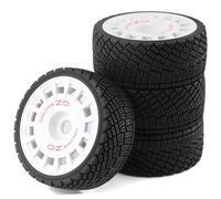 4 pneumatici in gomma RC 100 x 40 mm mozzo esagonale 17 mm RC parti di ricambio per auto RC 1/8 WRC KM Citroen C3 FS Rally RC (bianco)