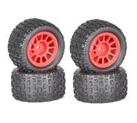 4 pneumatici in gomma RC 74 x 40 mm mozzo esagonale 12 mm RC parti di ricambio per ARRMA 1/18 Typhon GROM granito RC auto (rosso)