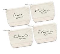 4 Pochette Donna "Team Bride" Personalizzate con Nome Idea Regalo Sposa Damigelle Amiche Damine Matrimonio Nozze Addio al Nubilato Trousse Porta Trucchi Oggetti Astuccio