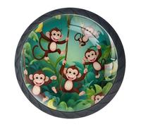 4 pomelli a banana a forma di scimmia con viti di 2 dimensioni, maniglie rotonde nere per cassetti, armadi, porte, per cassettiere e cucina, armadio da bagno, ufficio