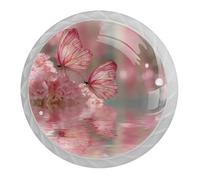 4 pomelli a farfalla rosa per armadietti, pomelli rotondi bianchi da 35 mm, pomelli per cassetti e cassettiere, maniglie a foro singolo, per armadi, decorazioni per la casa, guardaroba